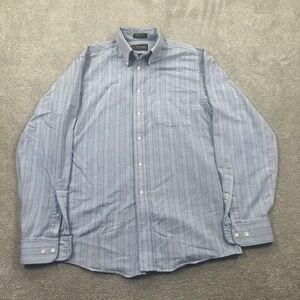 VTG Barrington Men's Oxford Button Up Shirt Size L Blue Made USA Cotton Poly